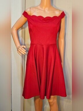 Modcloth Scallop Off-Shoulder Mini Dress With Pockets Size XL
